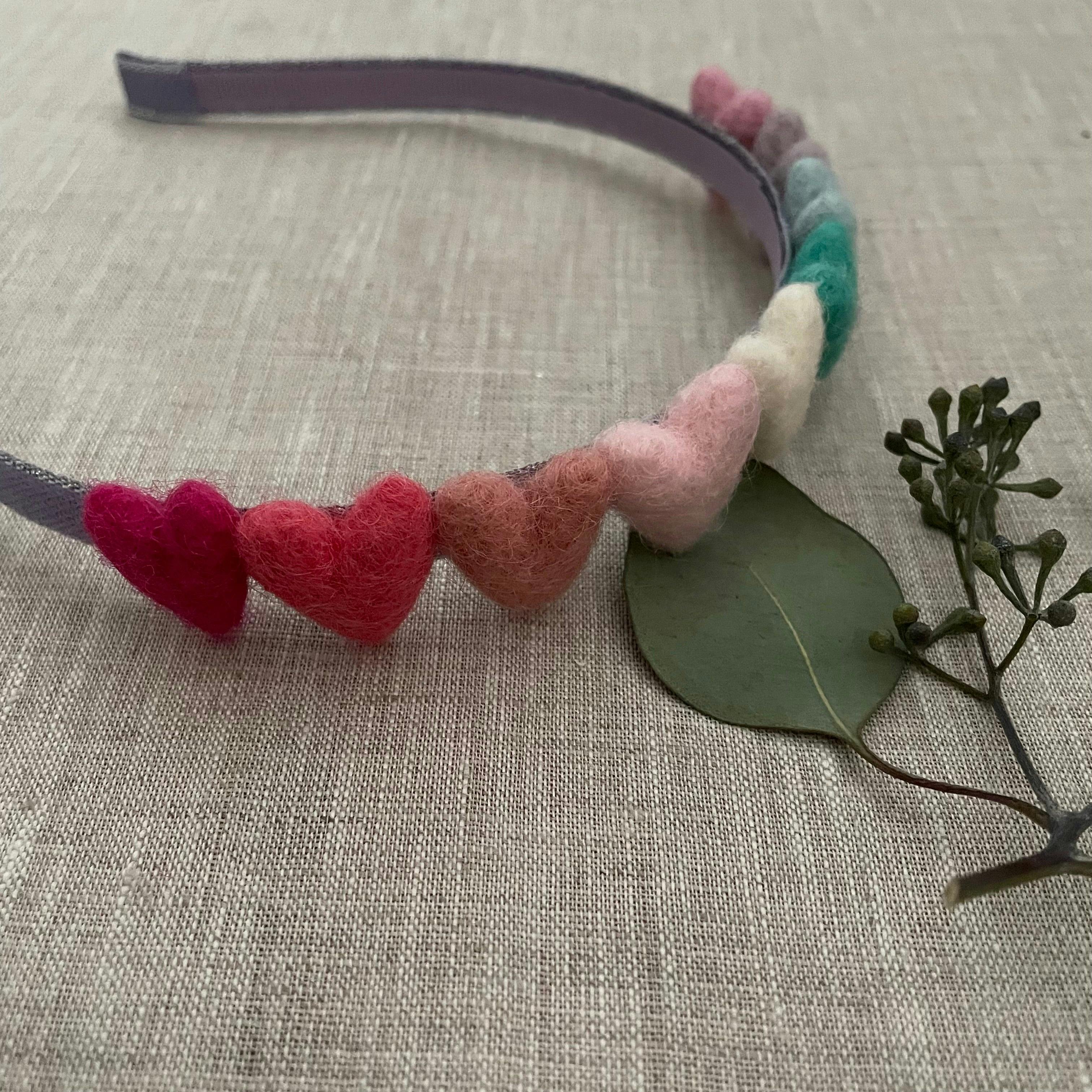 Rainbow Hearts Headband, Purple