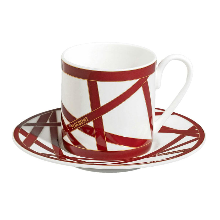 NASTRI BORDEAUX Luxury box Set 2 Pcs. Coffee Cup & Saucer - Ø 6 X H 6,1 Cm Cap. 12 Cl. - S.12 Cm