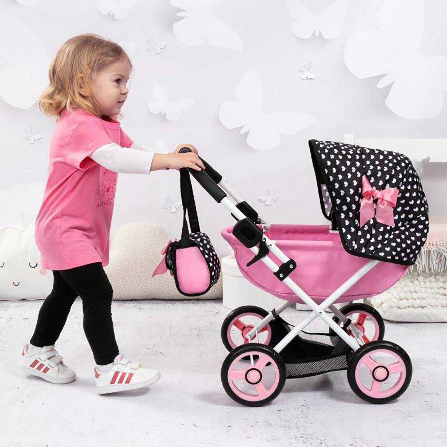 Bayer Design Dolls: Pram Cosy - Black, Pink, Hearts