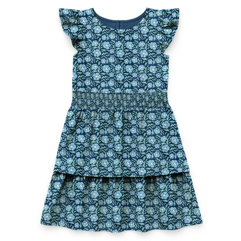 Floral Print Dress W/Waist Ruching