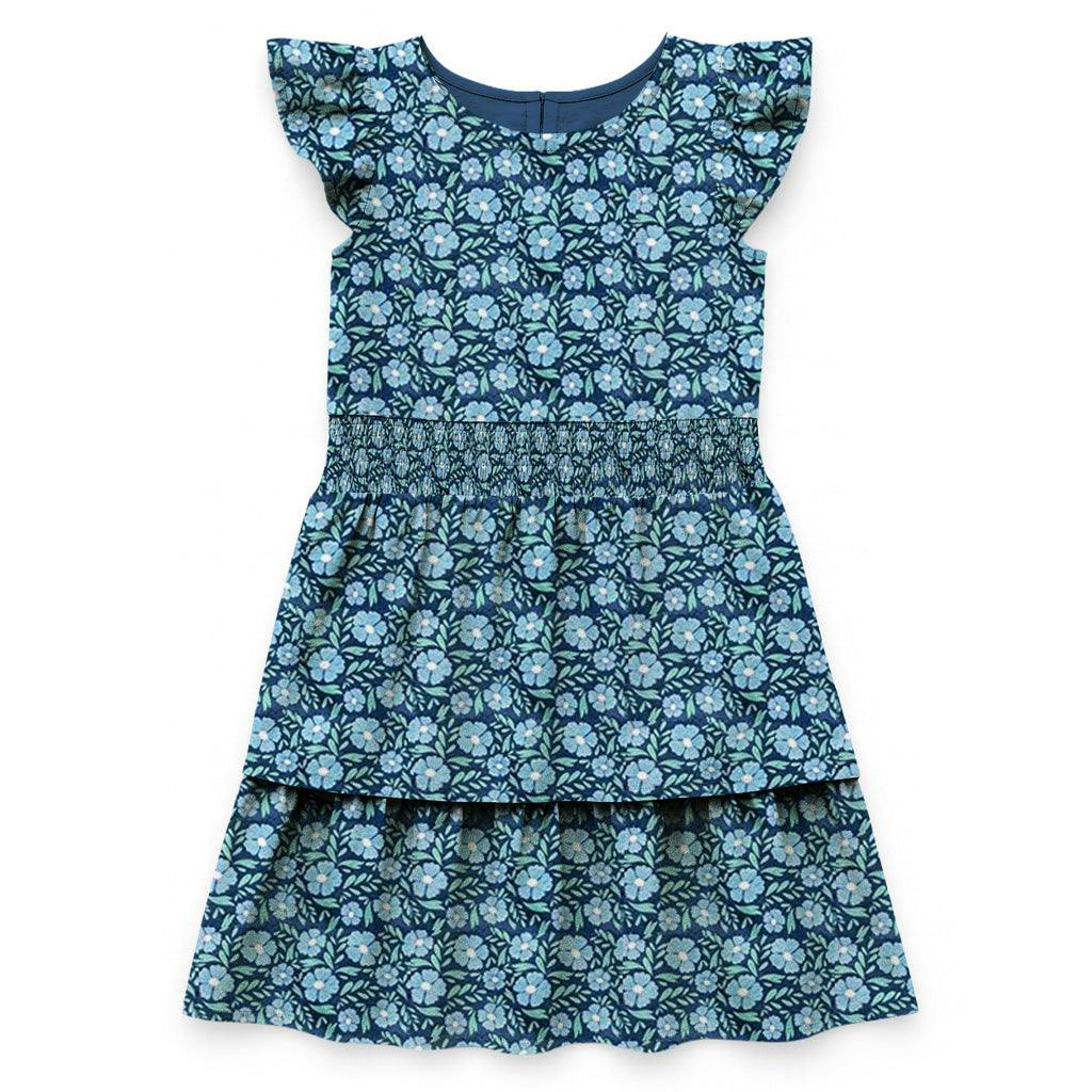 Floral Print Dress W/Waist Ruching