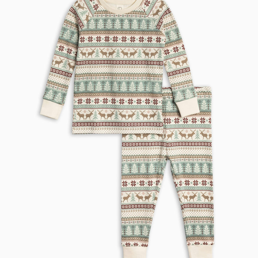 2 Piece Long Sleeve Jammie Set Basket / Cranberry