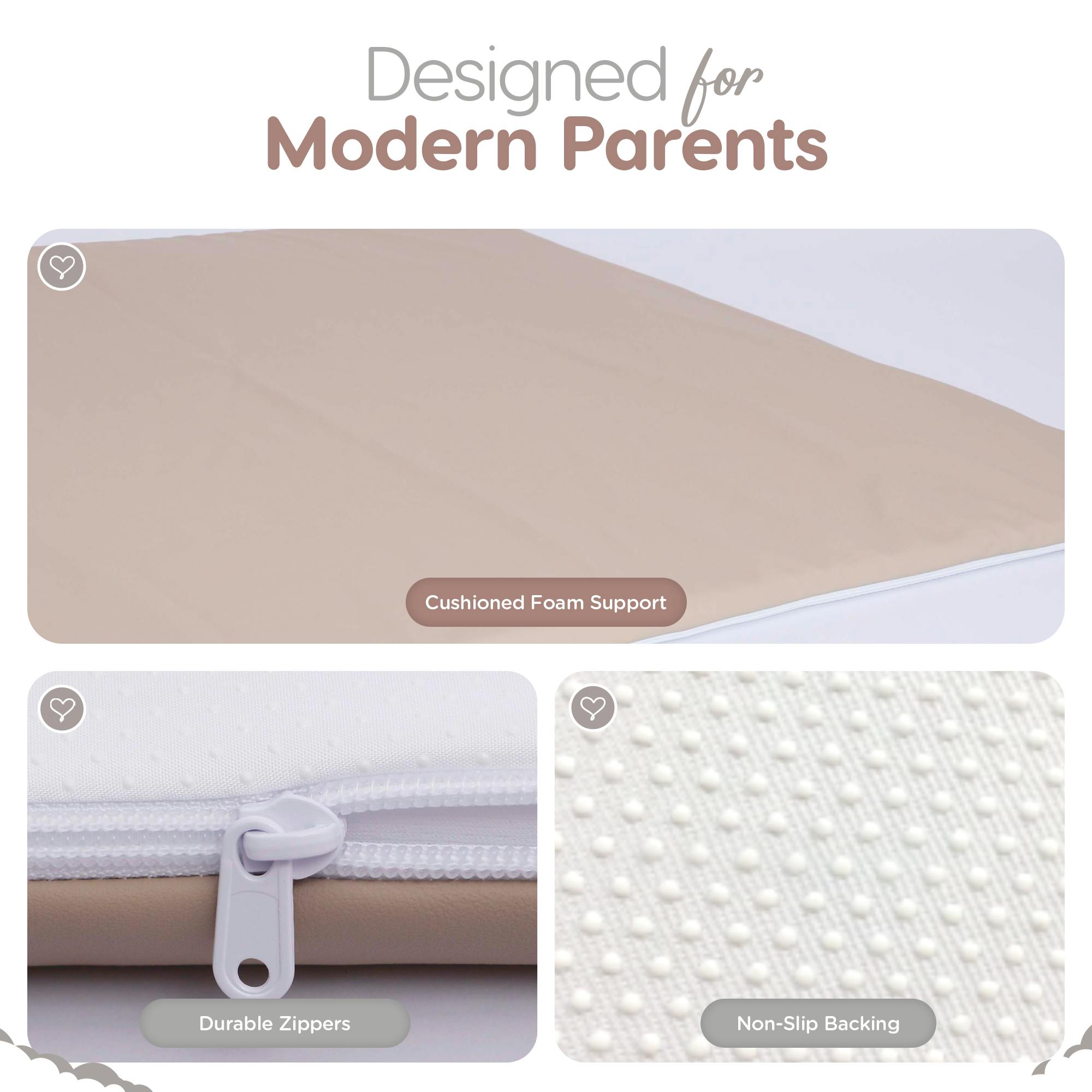 Sleepah Waterproof Vegan Leather Baby Play Mat, 50x50  - Waterproof Removable Cover