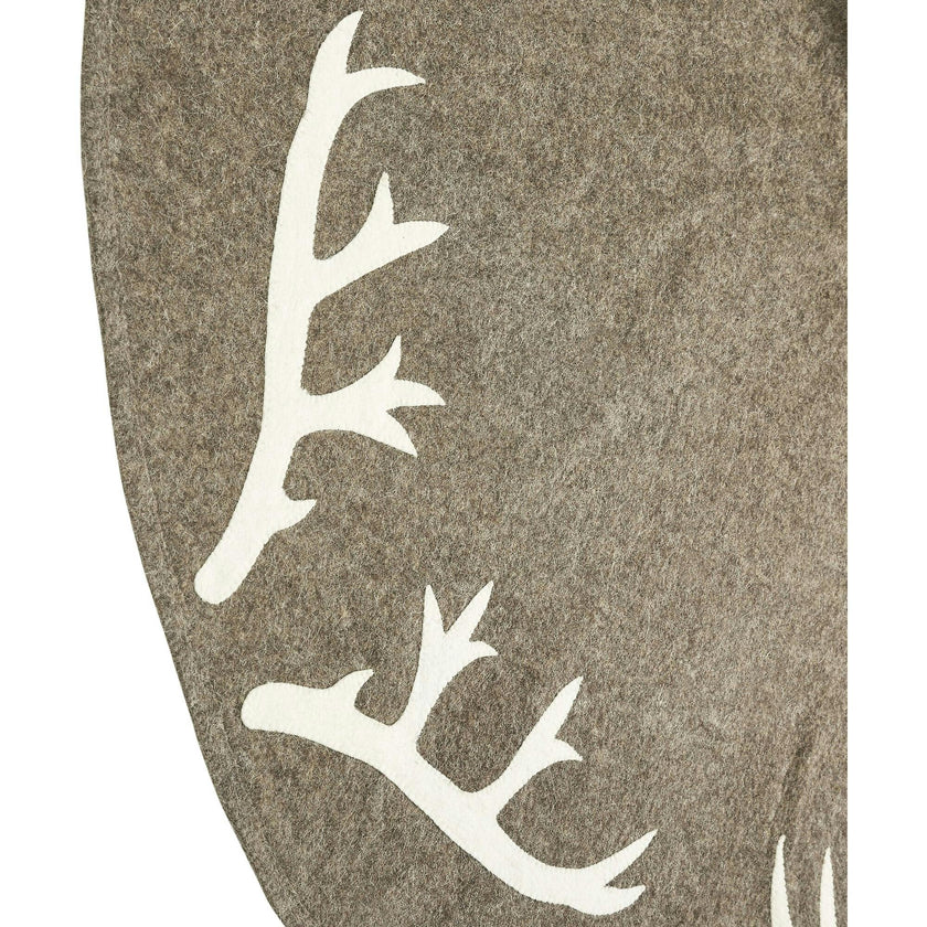 Handmade Felt Antlers Gray Christmas Tree Skirt 60" / 72"