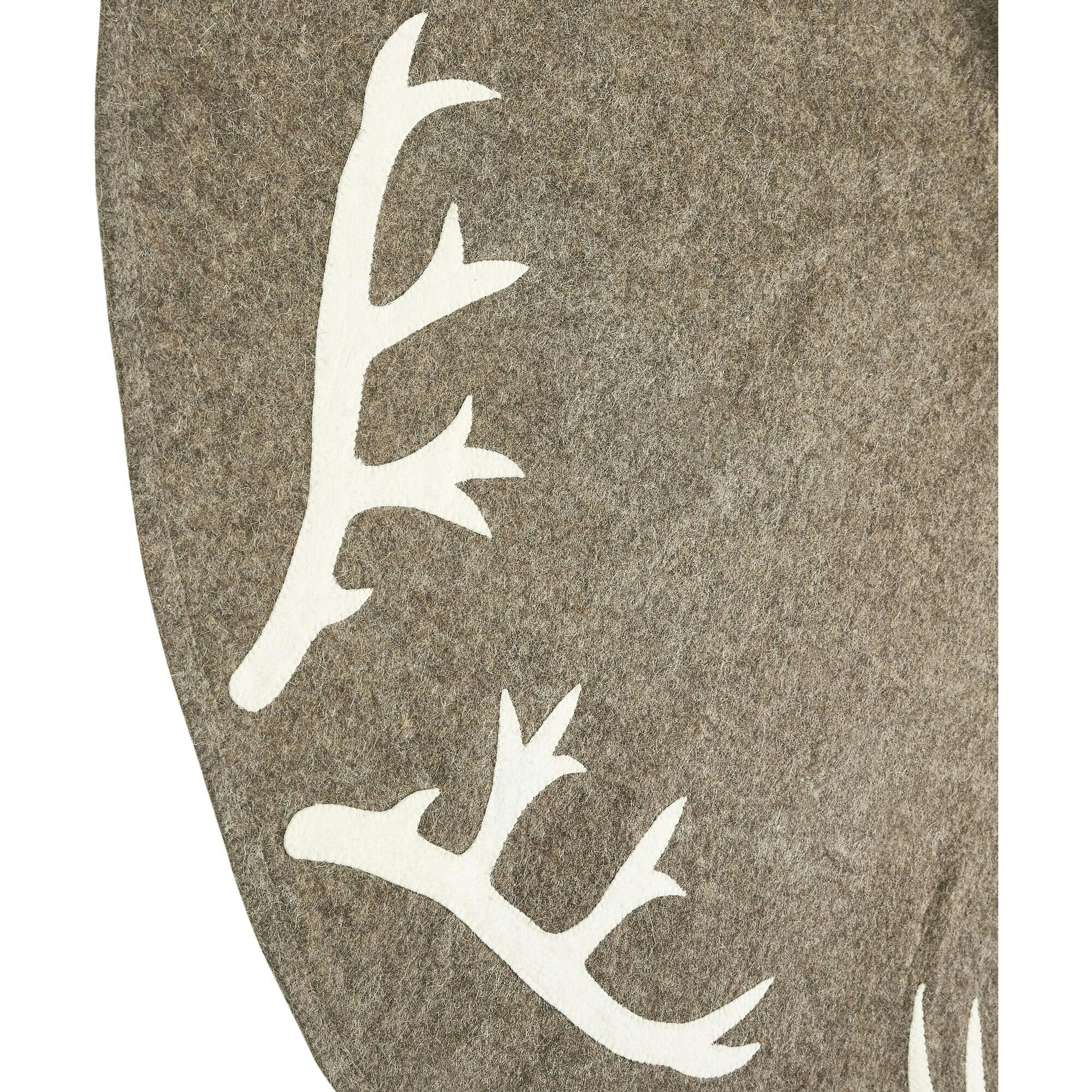 Handmade Felt Antlers Gray Christmas Tree Skirt 60