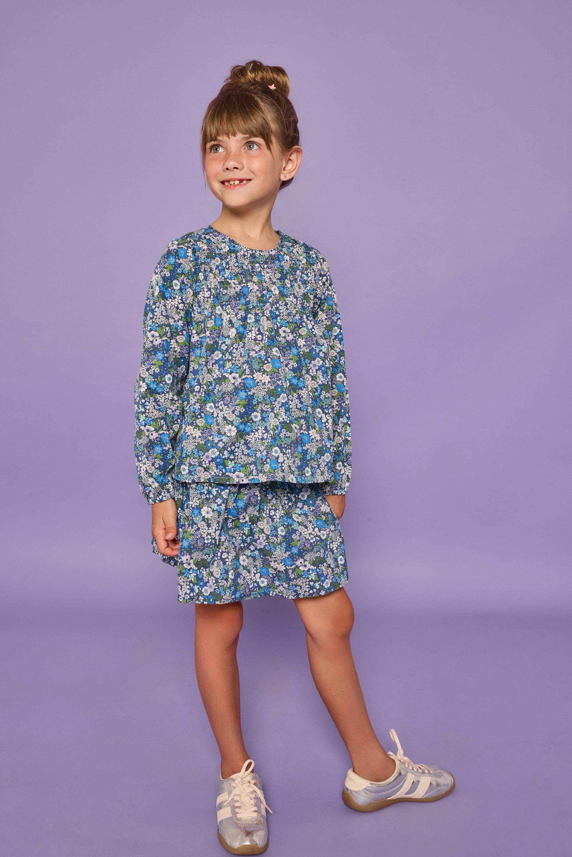 Anita Top - Brookline Blossoms Blue