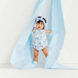 Edda Bamboo Challis Scallop Top Bow Bummie Set