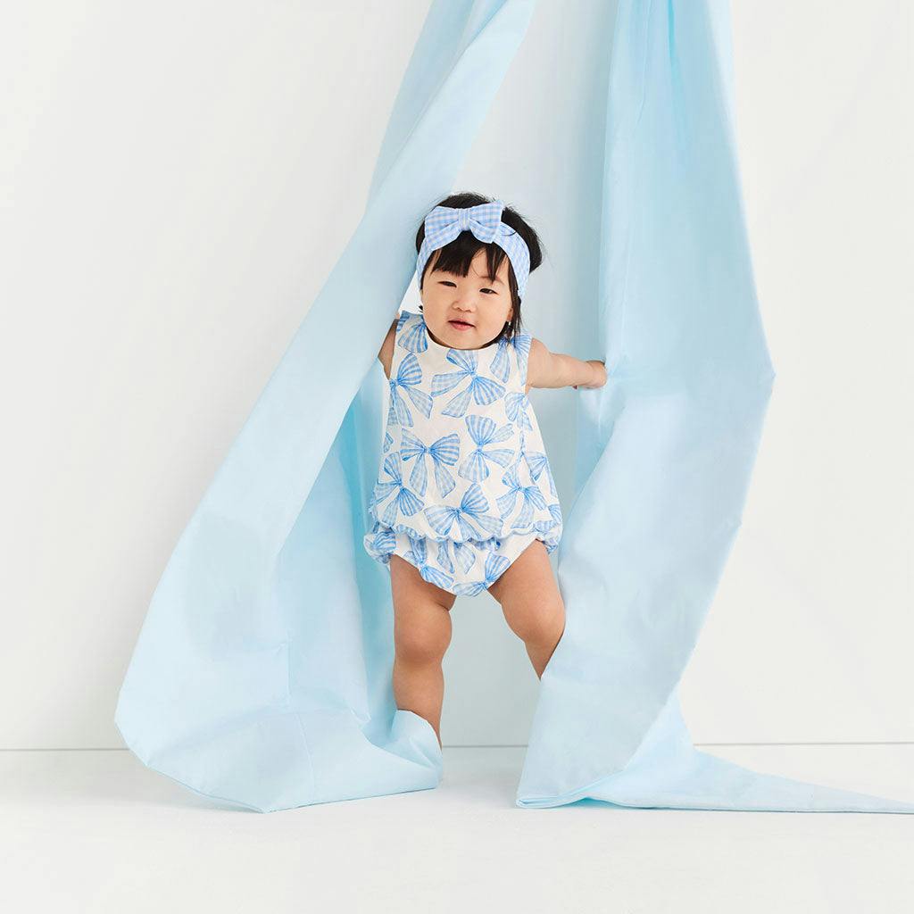 Edda Bamboo Challis Scallop Top Bow Bummie Set