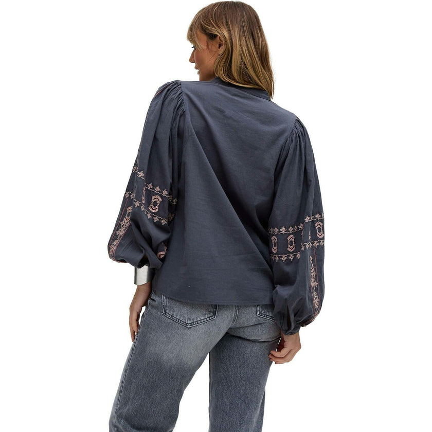 Demi Embroidered Ballon Sleeve Shirt