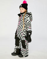 Two Piece Teknik Snowsuit White And Bright Pink Checkered Print