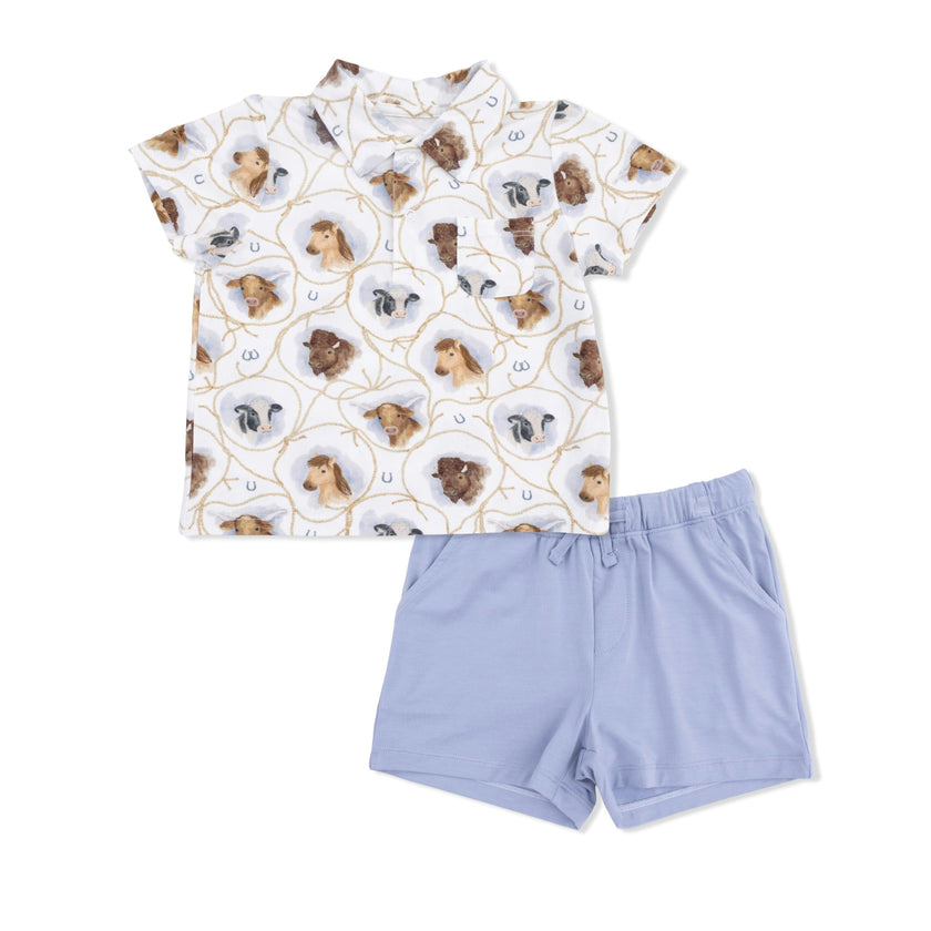 Farm Animals Rope Cameos Uni - Polo with Casual Short
