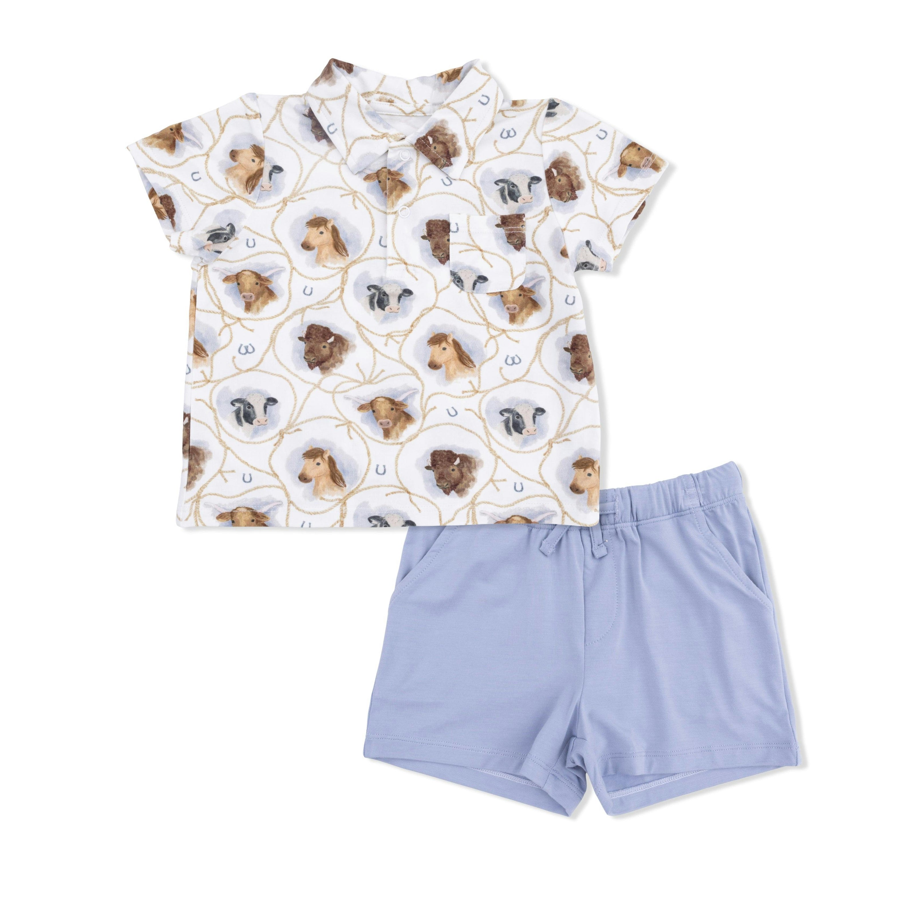 Farm Animals Rope Cameos Uni - Polo with Casual Short