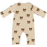Teddy Face One Button Romper French Terry