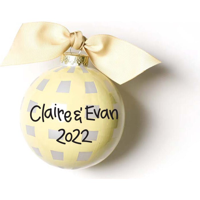 Welcome Sweet Baby Gingham Glass Ornament