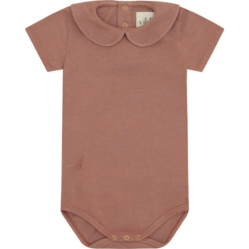 SS Organic Cotton Collared Bodysuit, Pink