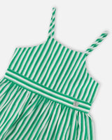 Cotton Sundress Green Stripes