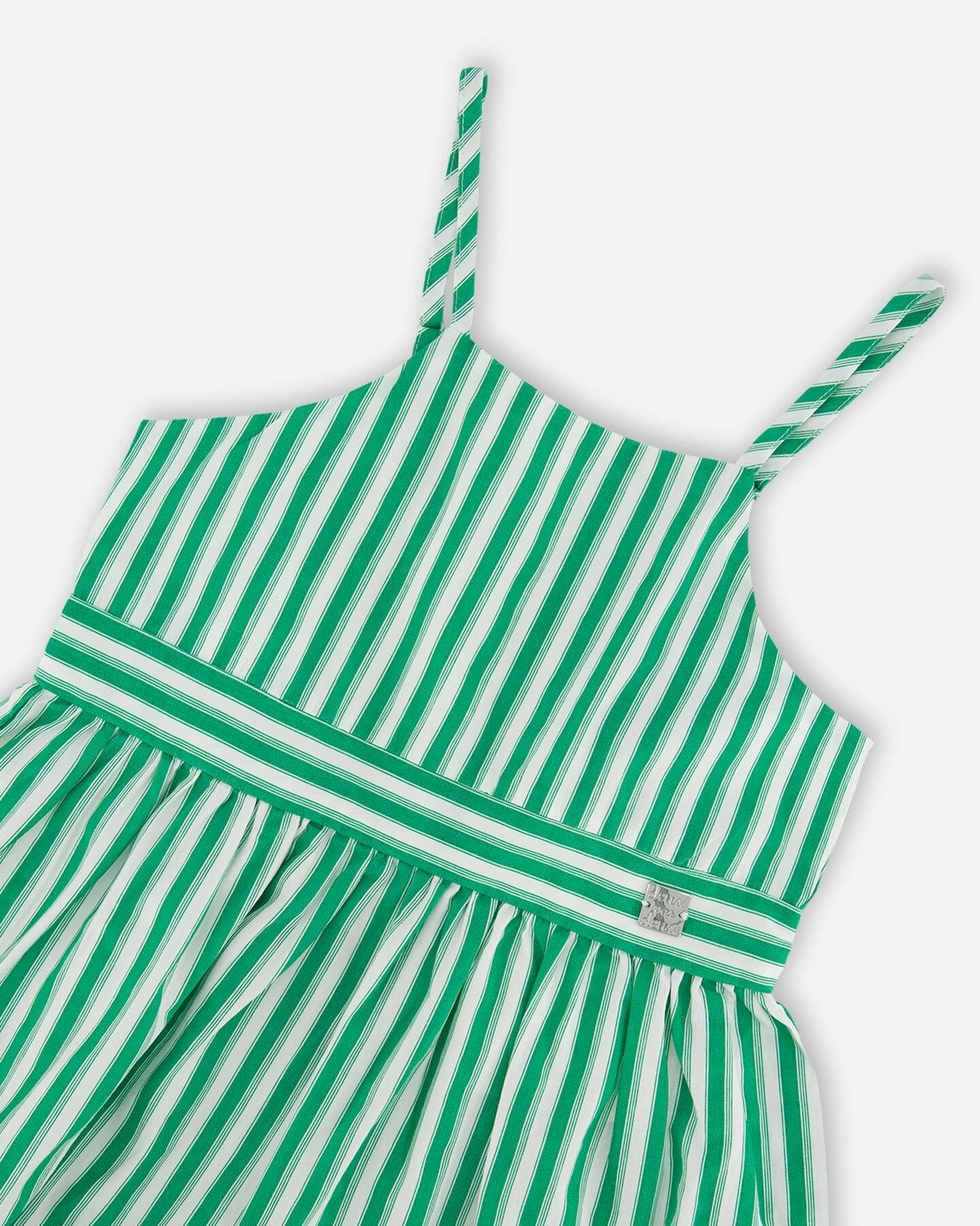 Cotton Sundress Green Stripes