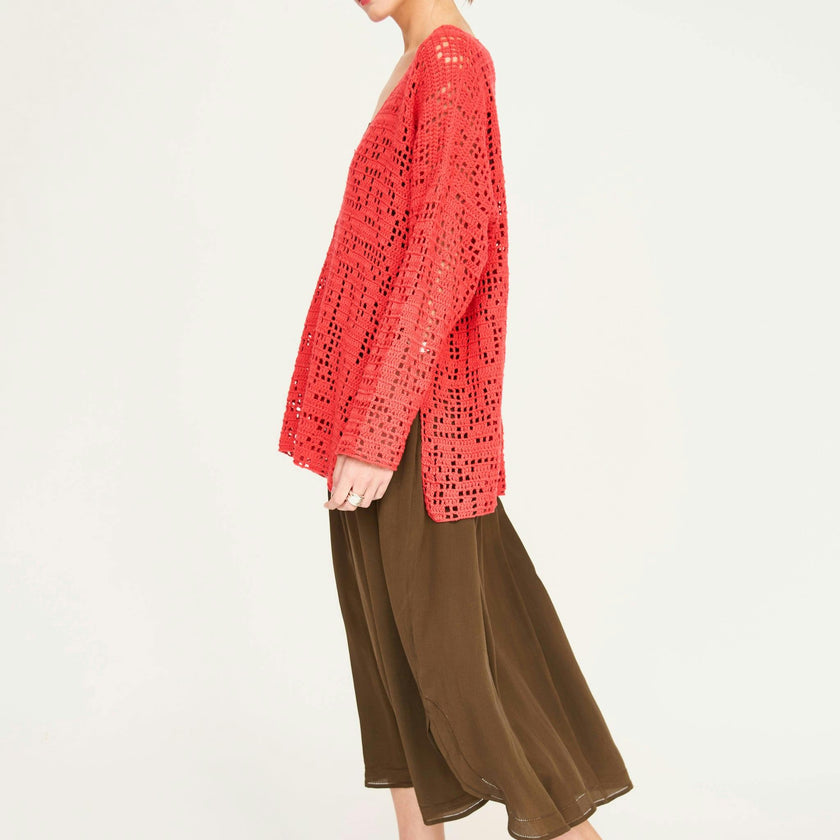 Madrid Hand Crochet Tunic in Chili