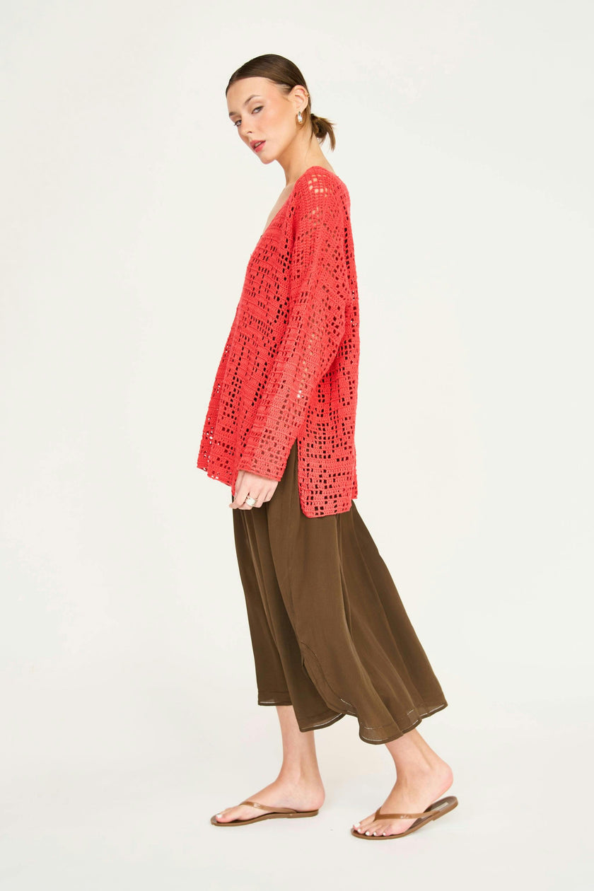 Madrid Hand Crochet Tunic in Chili