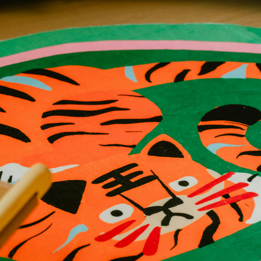Oval Tiger Area Rug by Lu Yang