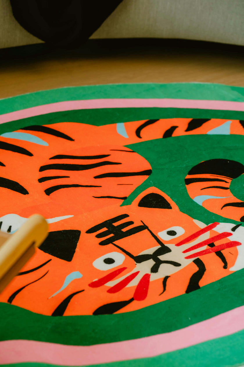 Oval Tiger Area Rug by Lu Yang