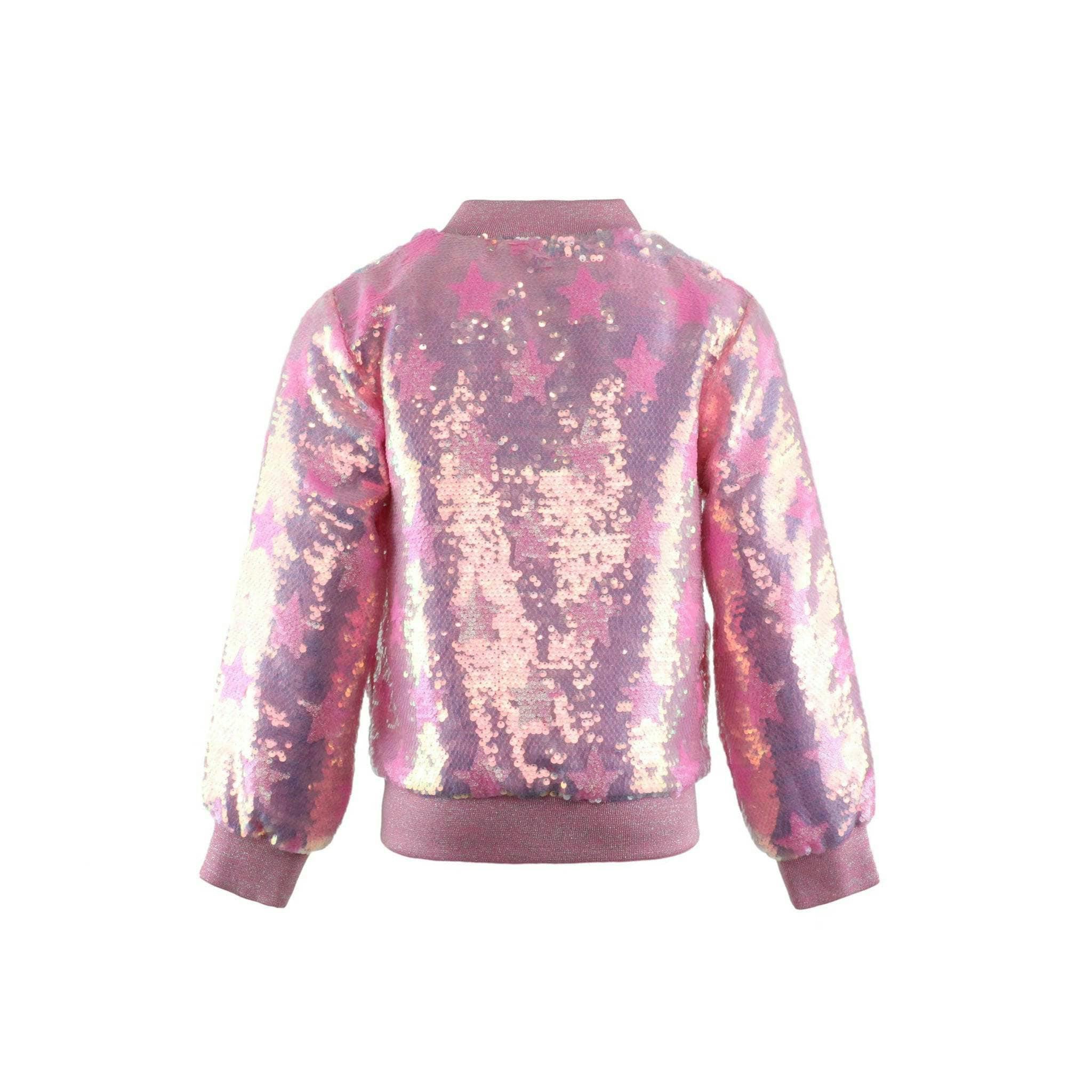 Pink Stars Sequin Bomber