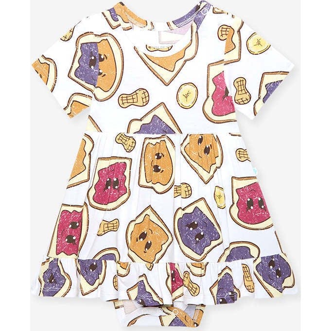 Peanut Butter Jelly Time Ruffled Twirl Bodysuit Dress