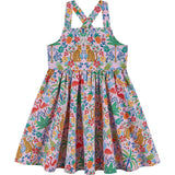Girls Textured Cotton Poplin Dress | Pink Cheetah