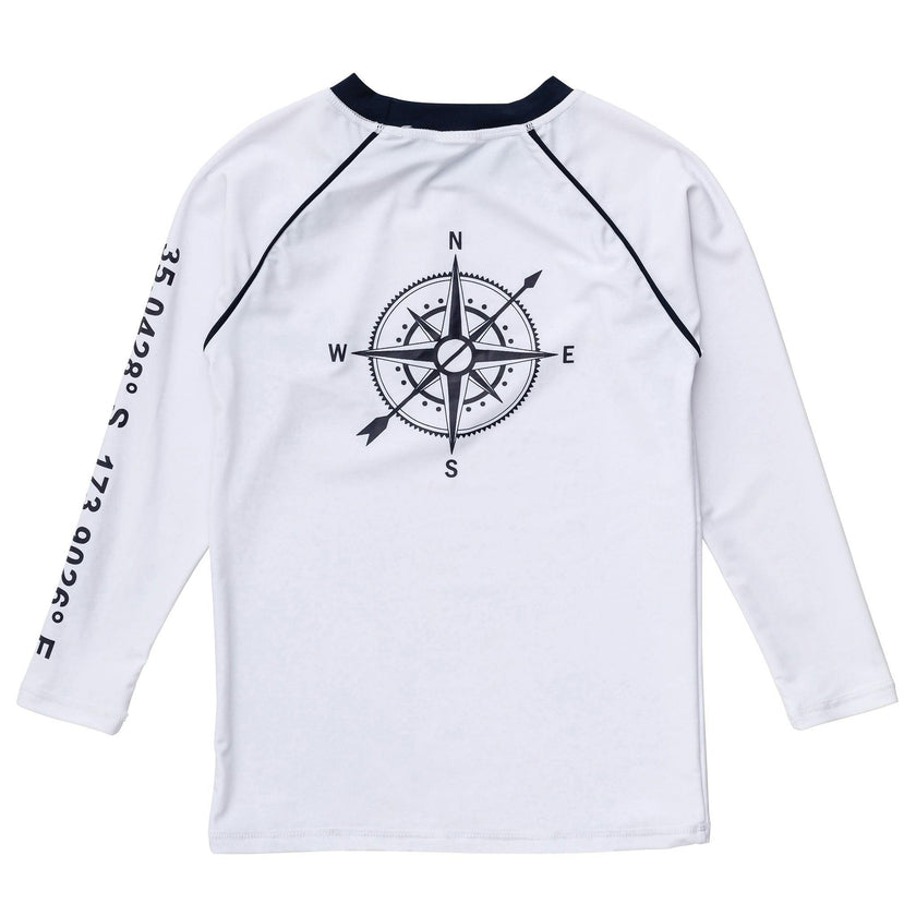 Compass White Long Sleeve Rash Top