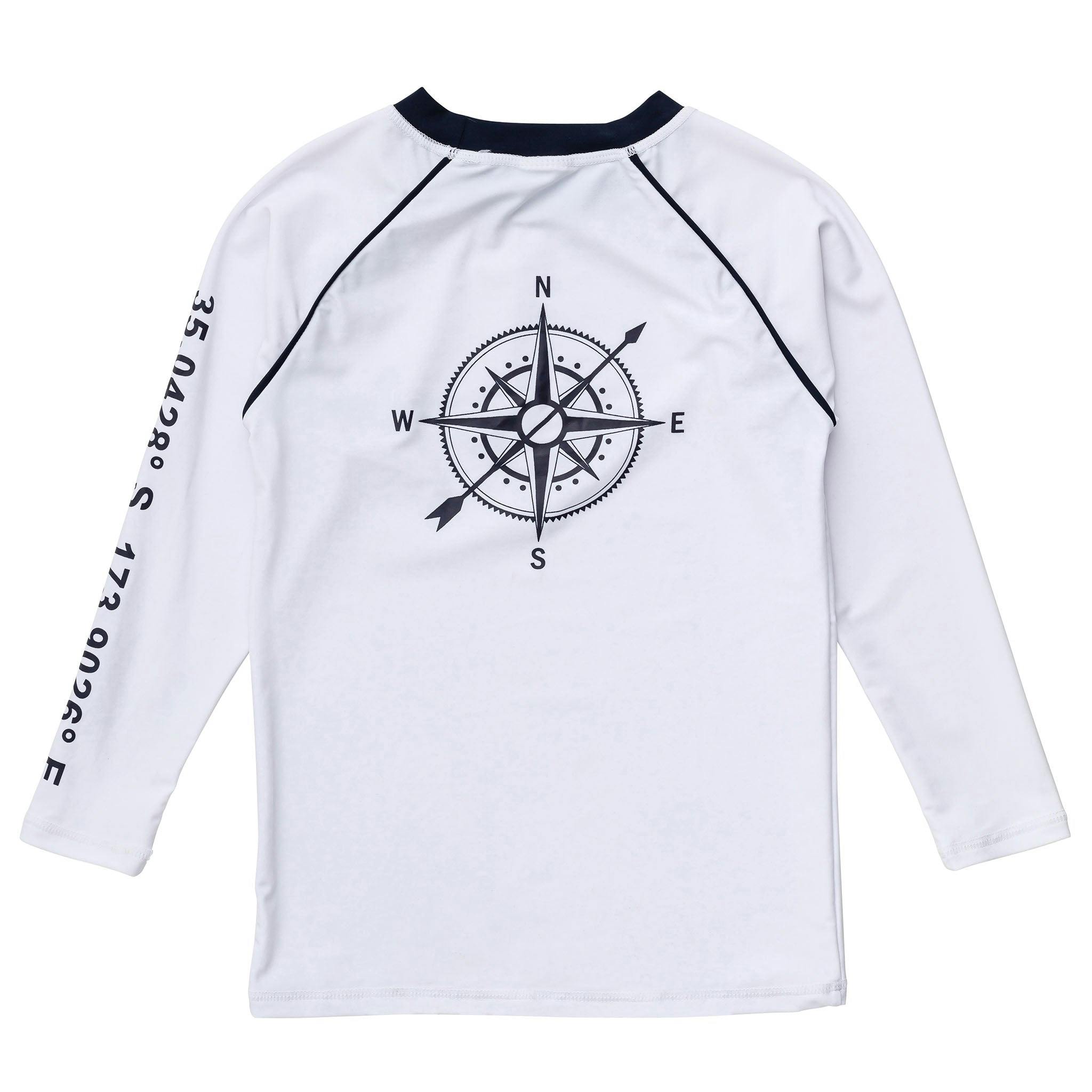 Compass White Long Sleeve Rash Top