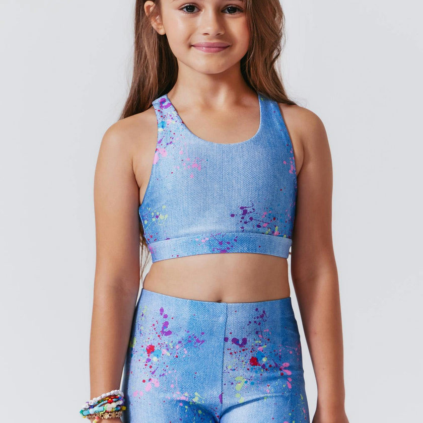 Girls Hi-Shine Scoop Neck Racer Back Sports Bra