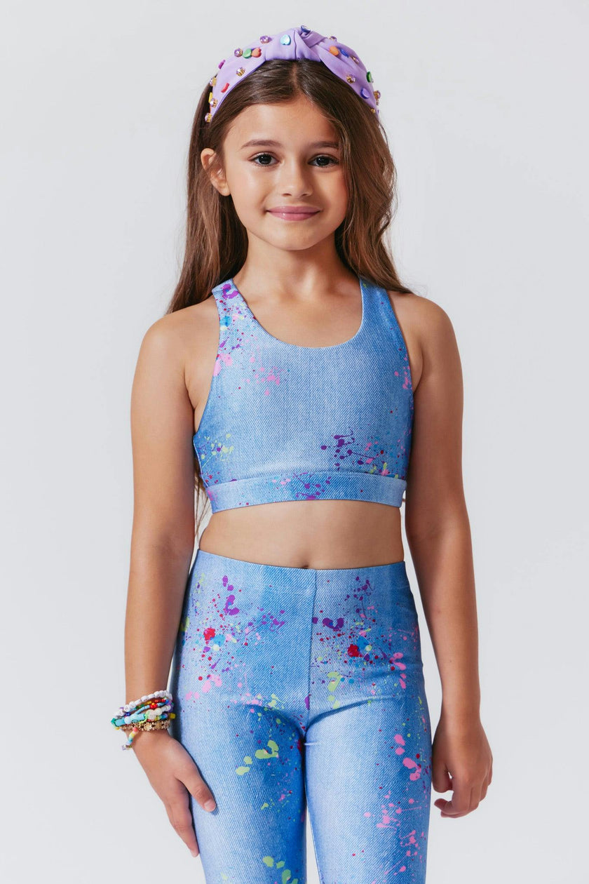 Girls Hi-Shine Scoop Neck Racer Back Sports Bra