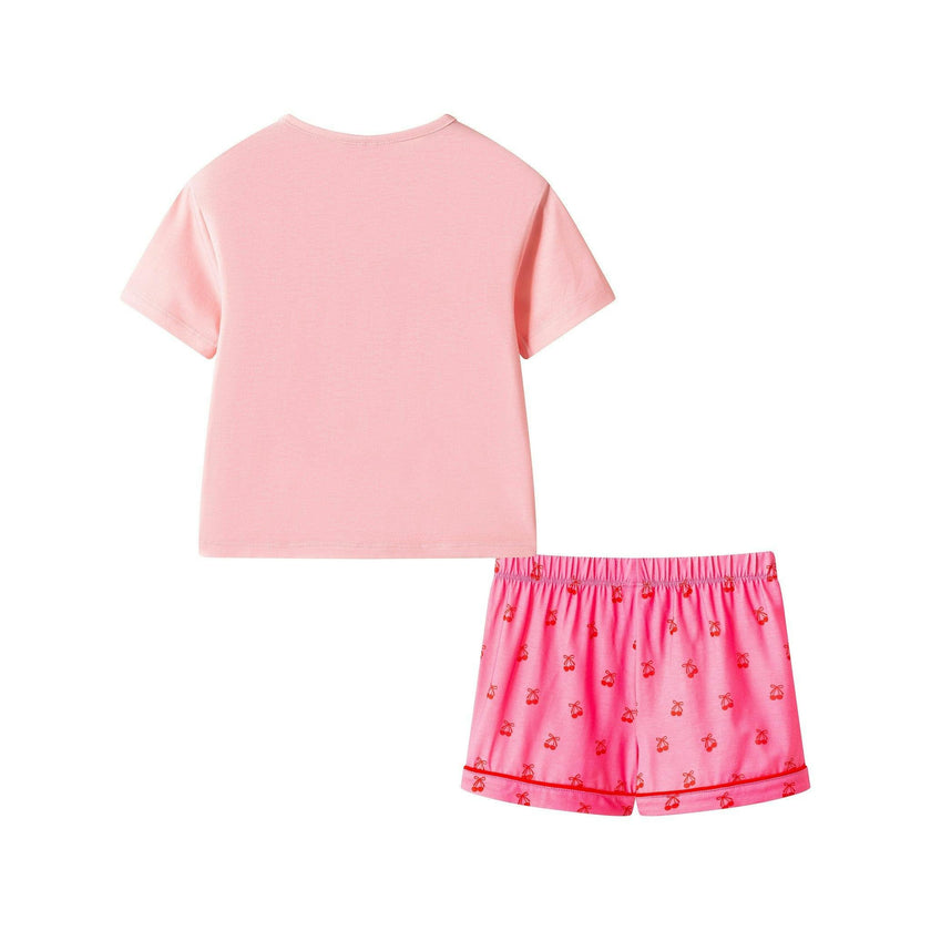 Girls Tee & Short Pajama Set | Pink Cherry Heart