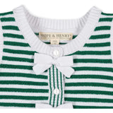 Organic Button Front Sweater Tank with Bows, Green