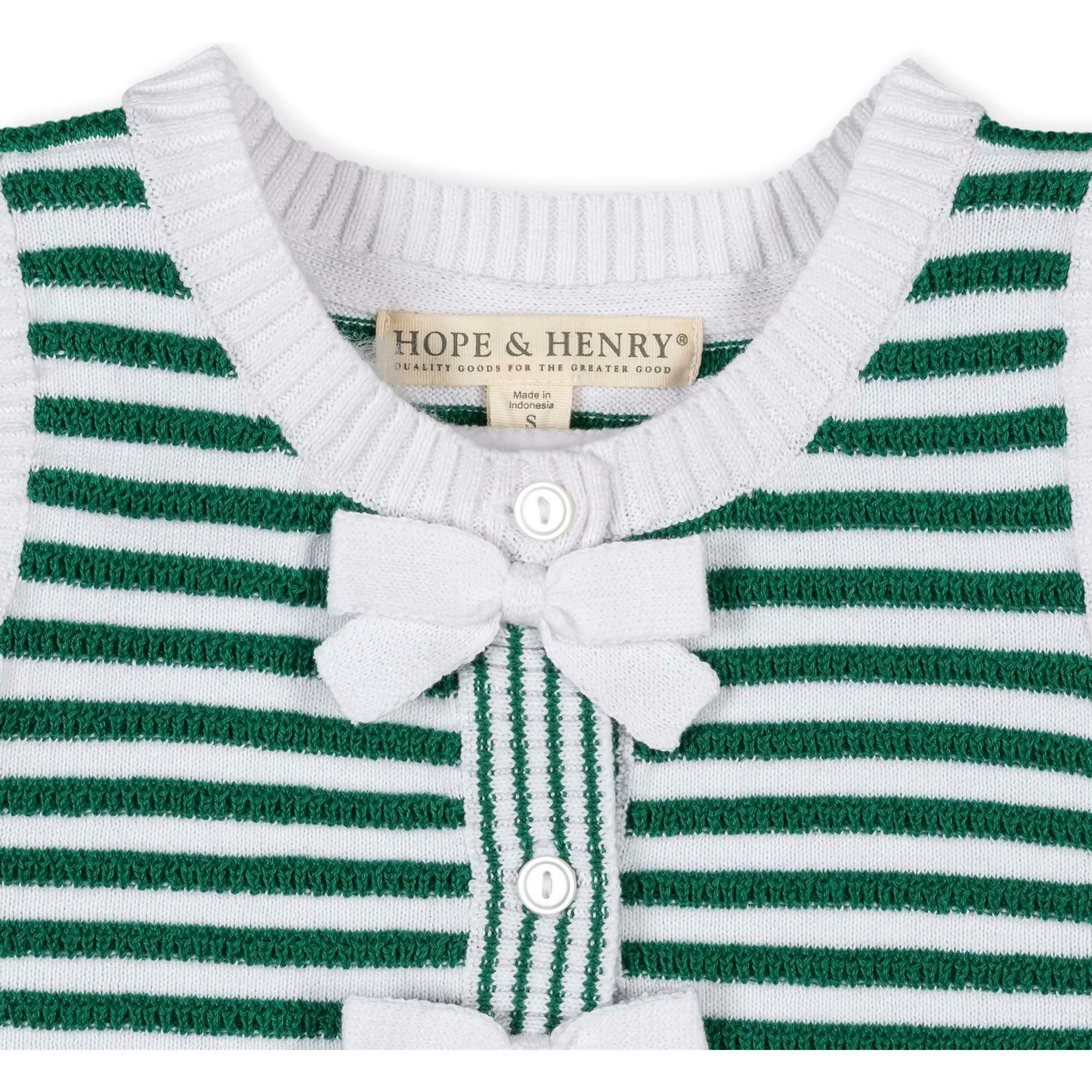 Organic Button Front Sweater Tank with Bows, Green