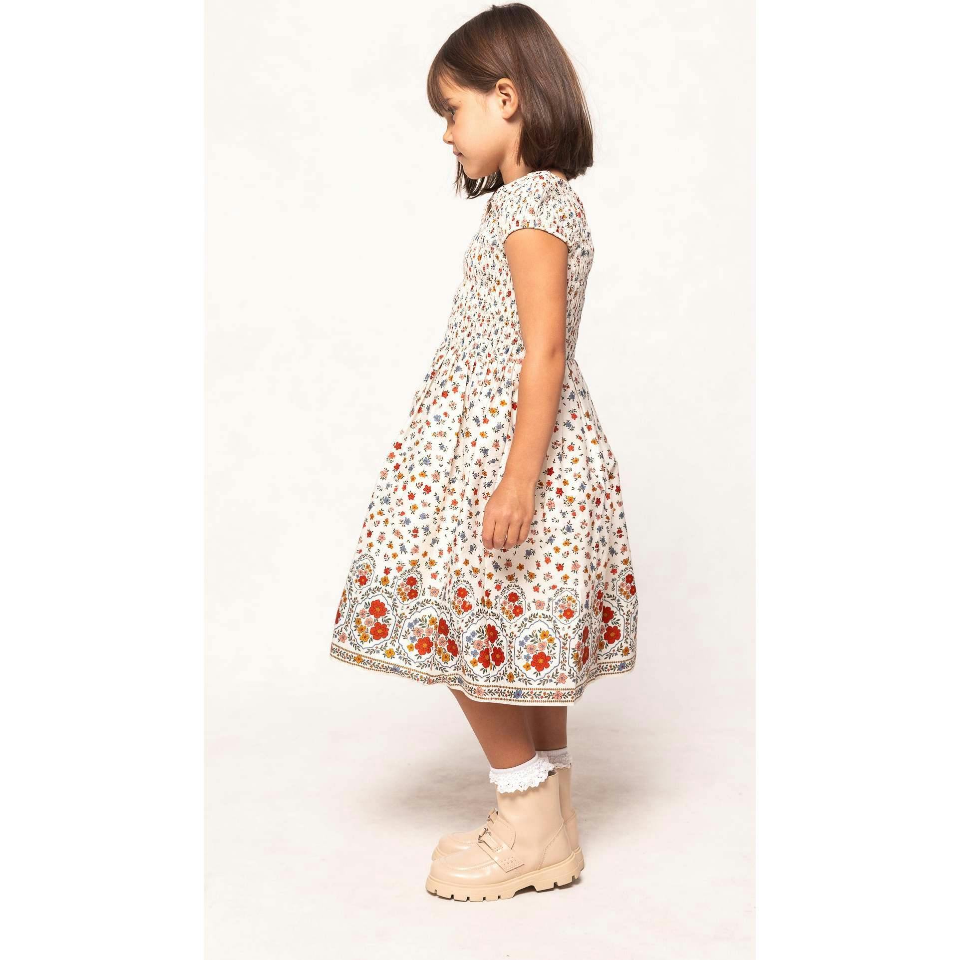 Mini Marlow Cap Sleeve Dress in Cream Ditsy Floral