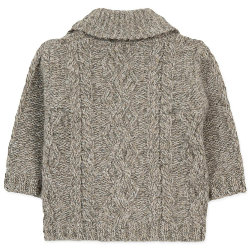 Baby Shawl Collar Cable Knit Button-Down Cardigan