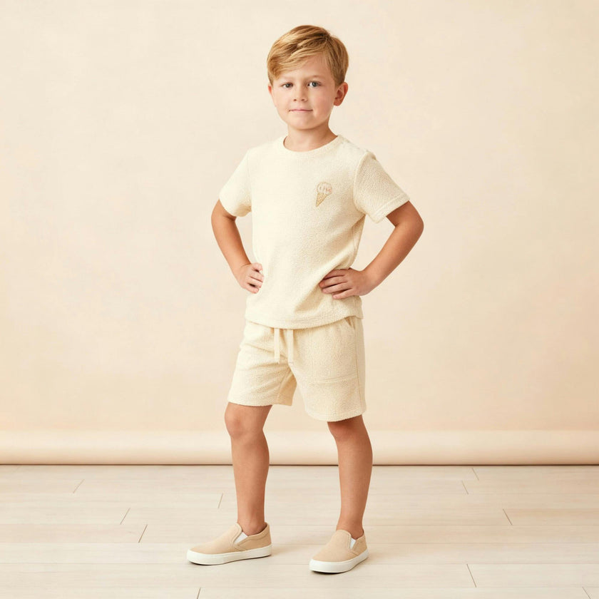 Organic Terry Tee & Shorts Set - Butter Yellow