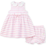 Pink Stripe Dress & Bloomer with Flowers
