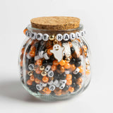 Happy Halloween Pumpkin Shaped DIY Letter Bead Jar With Happy Ghost Charm
