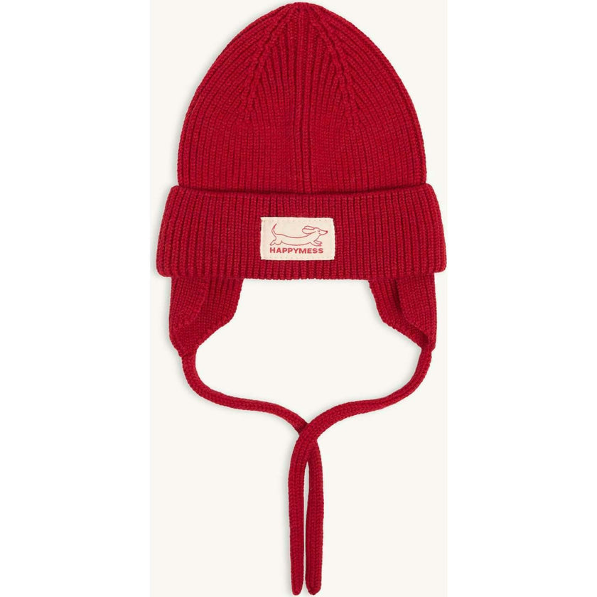 children's merino hat - retro red