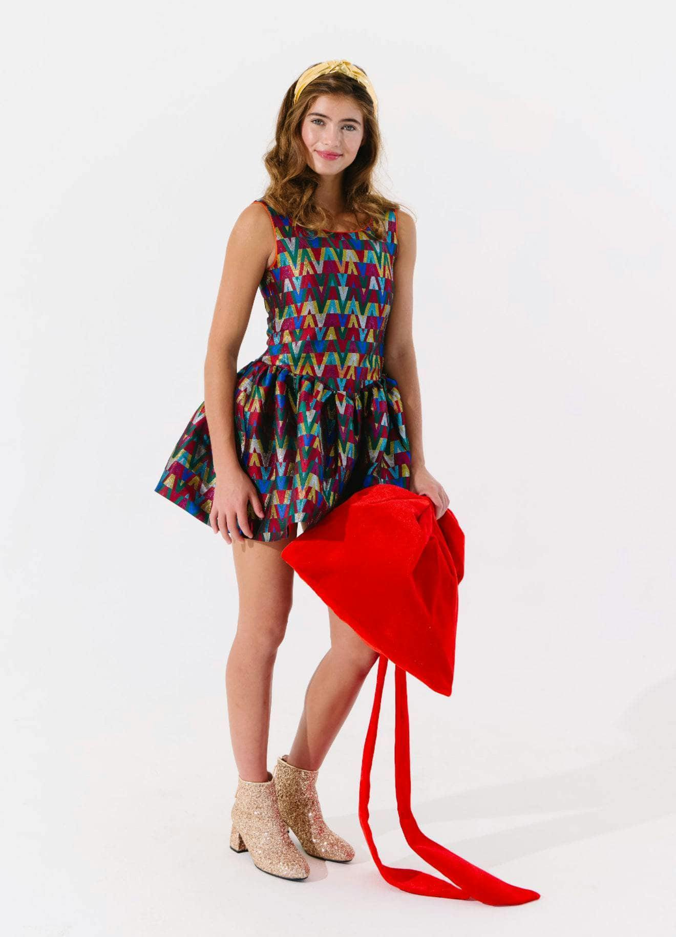 Rainbow Vibes Metallic Bubble Dress – Teen/Women