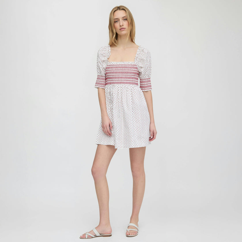 The Lila Nap Dress - White Poppy Half Drop