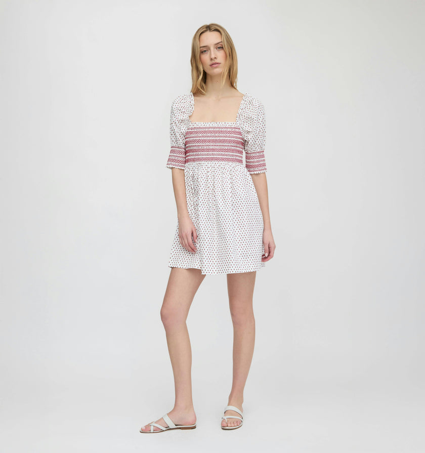 The Lila Nap Dress - White Poppy Half Drop