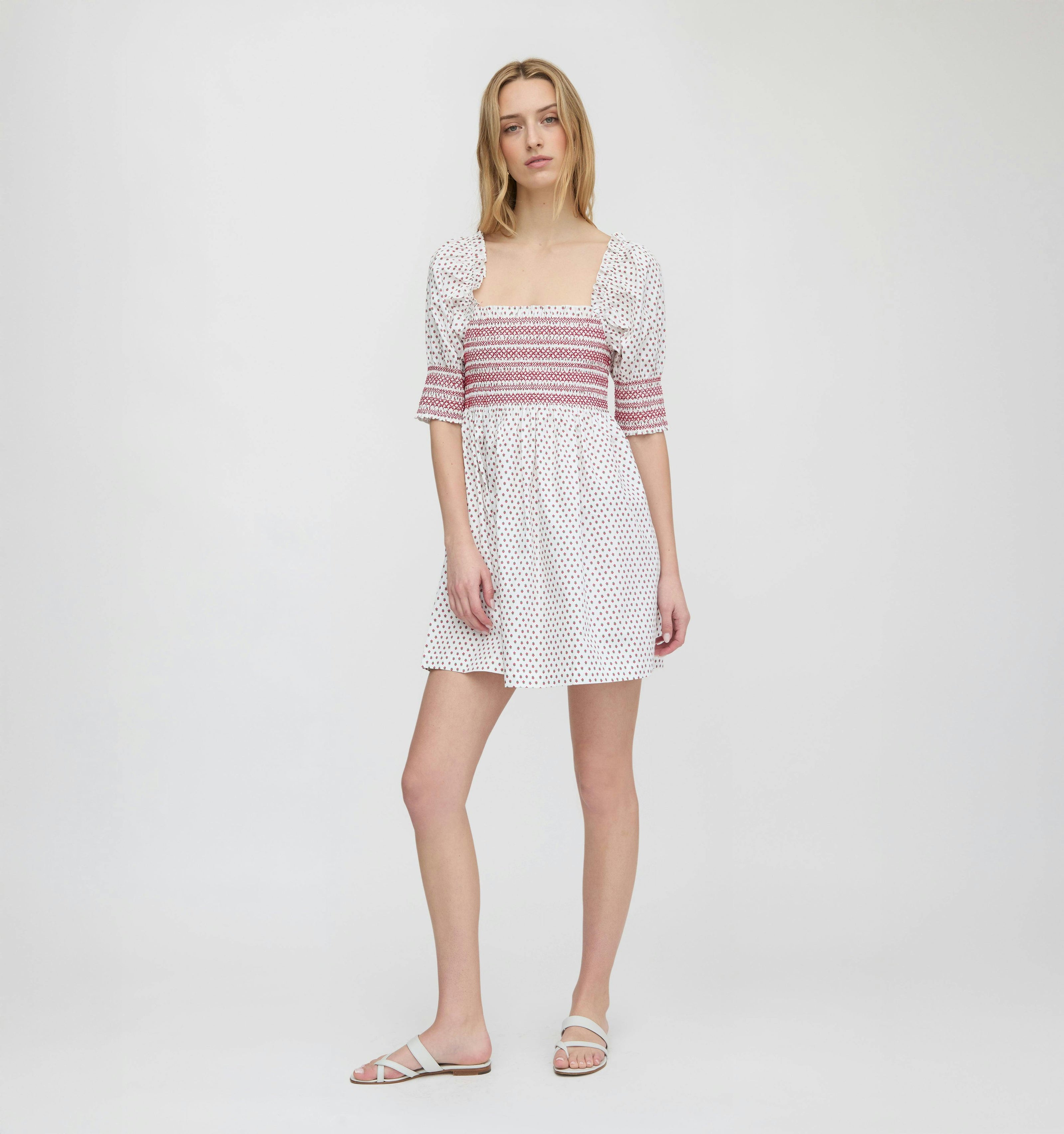 The Lila Nap Dress - White Poppy Half Drop