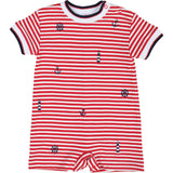Stripe Knit Shortall With Nautical Embroidery