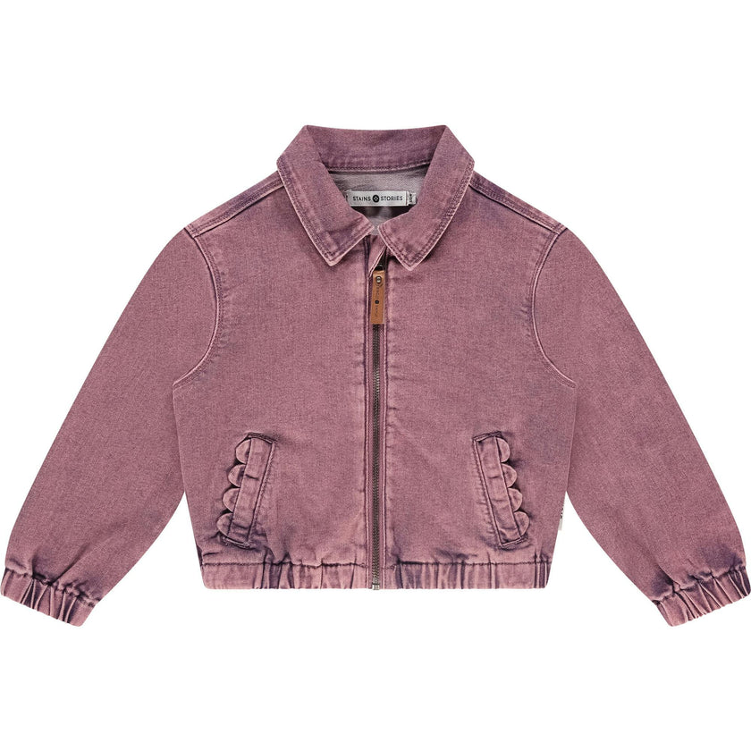 Acid Wash Denim Bomber Jacket