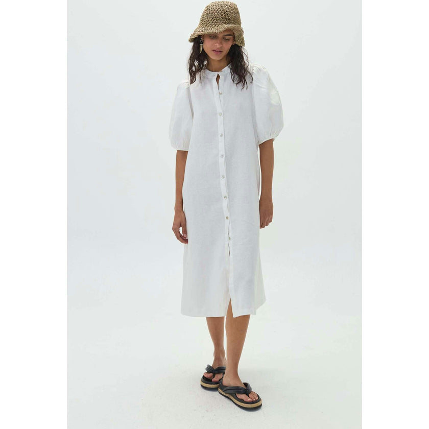 Bubble Linen Dress - Off White