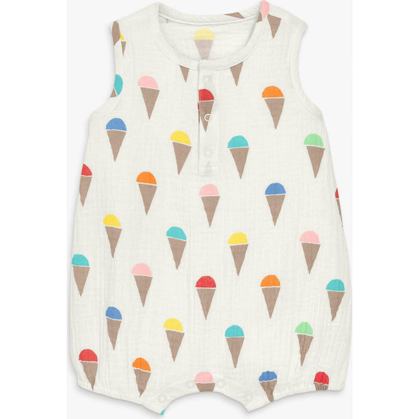 Baby cotton gauze bubble shortie in rainbow scoops