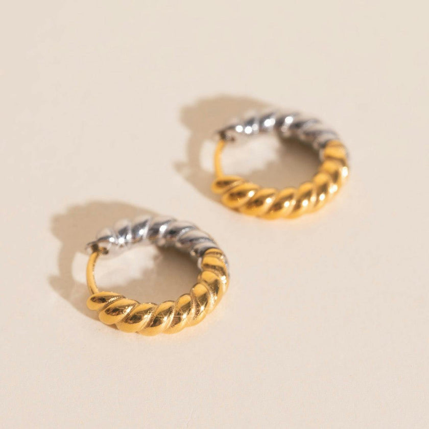 Rope Chunky Rounded Huggie Hoop Earrings